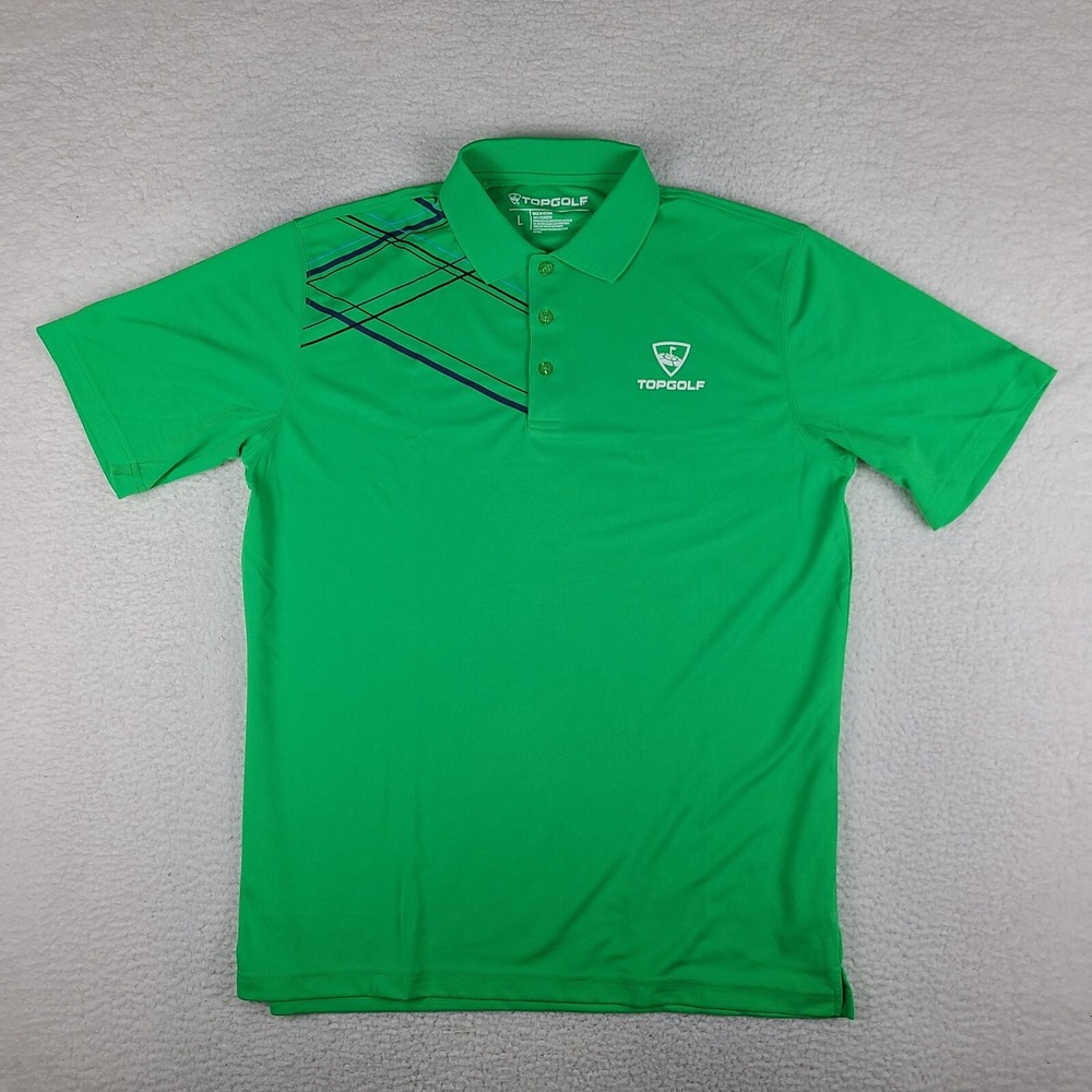 Top Golf Polo Shirt Mens Large Green Performance Short Sleeve